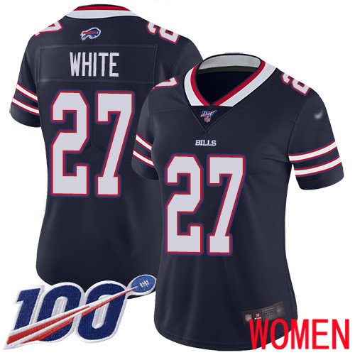 Women Buffalo Bills #27 Tre Davious White Limited Navy Blue Inverted Legend 100th Season NFL Jersey->nfl t-shirts->Sports Accessory